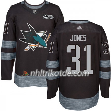 San Jose Sharks Trikot Martin Jones 31 1917-2017 100th Anniversary Adidas Schwarz Authentic - Herren